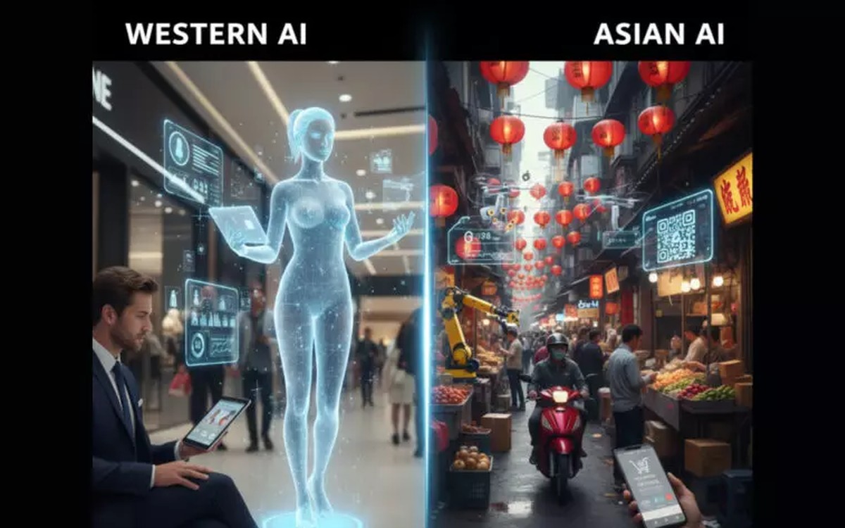 Westliche AI vs. chinesische AI: Die eine verkauft eine Illusion, die andere Ergebnisse. (Collage: Roi Iglesias)