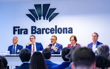 Von links: David Labuskes, CEO von Avixa; Miquel Sàmper, Wirtschaftsminister der katalanischen Regierung; Mike Blackman, Managing Director von Integrated Systems Events; Raquel Gil, stellvertretende Bürgermeisterin von Barcelona; und Daryl Friedman, CEO von Cedia, bei der Pressekonferenz zur ISE Foundation (Foto: ISE)
