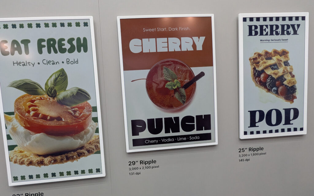 Bald auf dem Markt: die neuen E-Paper-Displays von Solum, gezeigt auf der Euroshop 2026 (Foto: invidis)