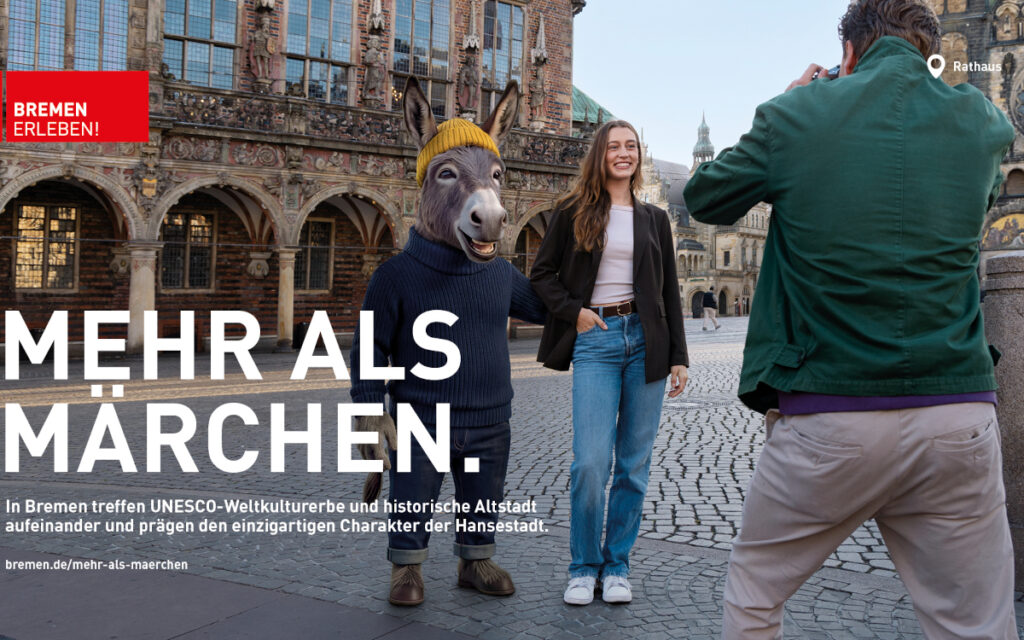 Der AI-Esel macht Werbung für Bremen als Destinationsziel. (Foto: WFB)