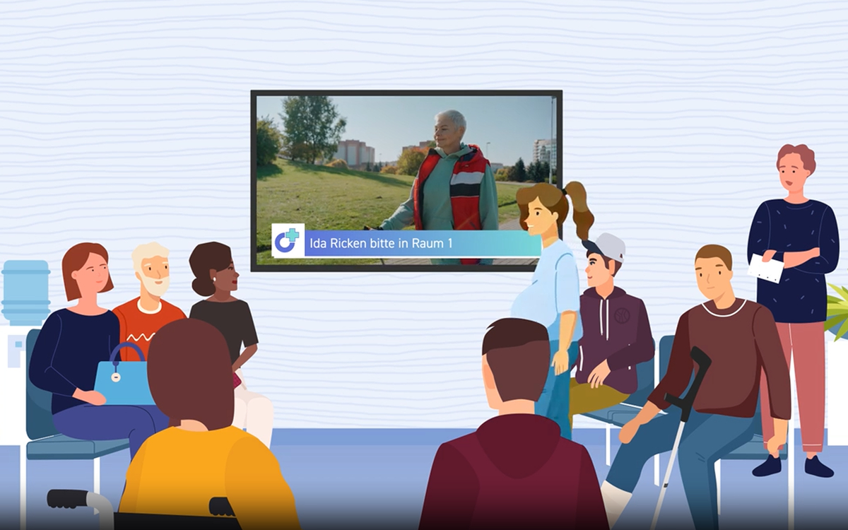 Das neue PAS-Pro-Feature von TV-Wartezimmer ruft Patienten digital auf. (Foto: TV-Wartezimmer)