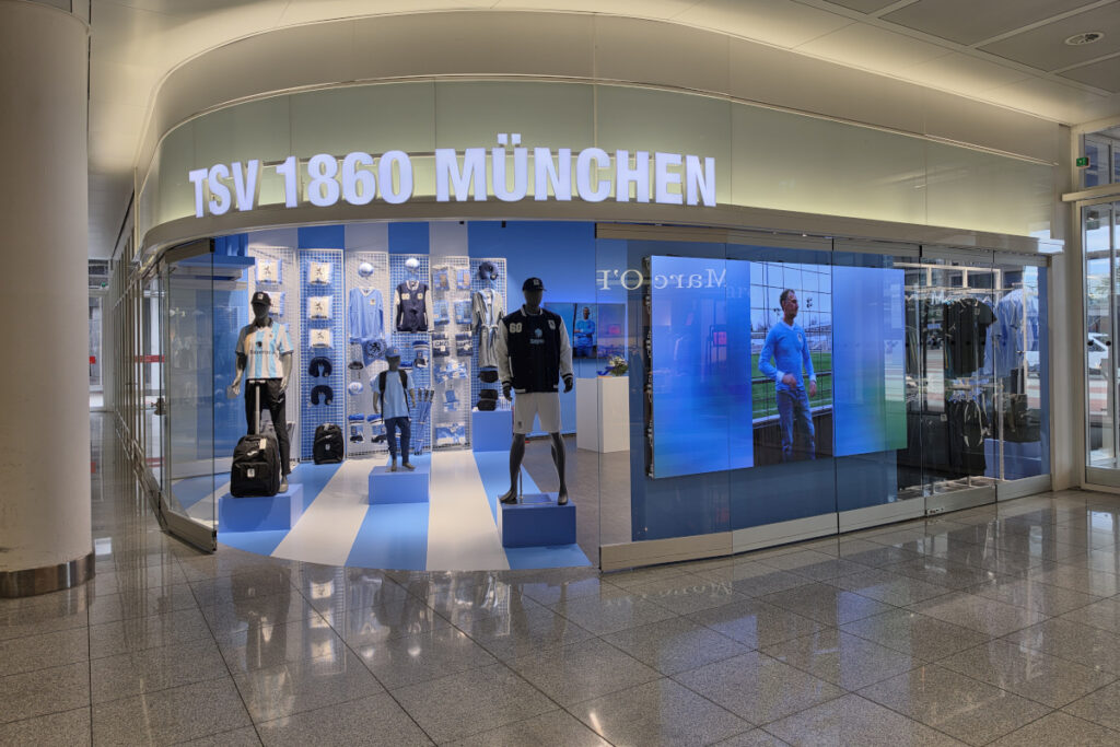 Der neue 1860-Fanshop im Terminal 2 am Münchner Flughafen (Foto: Concept International)