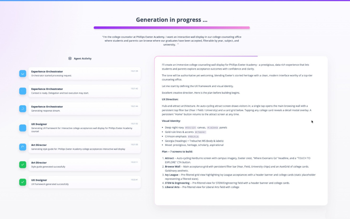 Interface des Experience Generators (Bild: Intuiface)