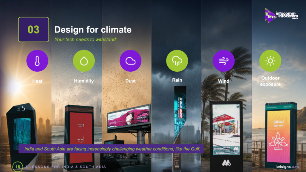 Challenges of outdoor signage at the Gulf and in India (Image: Blue Rhine)