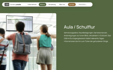 Auf der Website von Heinekingmedia ist alles für das Education-Segment in Olivgrün. (Screenshot: heinekingmedia)