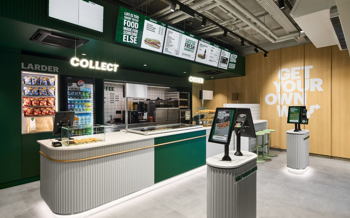 Das neue Blueprint-Konzept von Subway umfasst Self-Service-Kioske und Menu-Displays. (Bild: Subway)