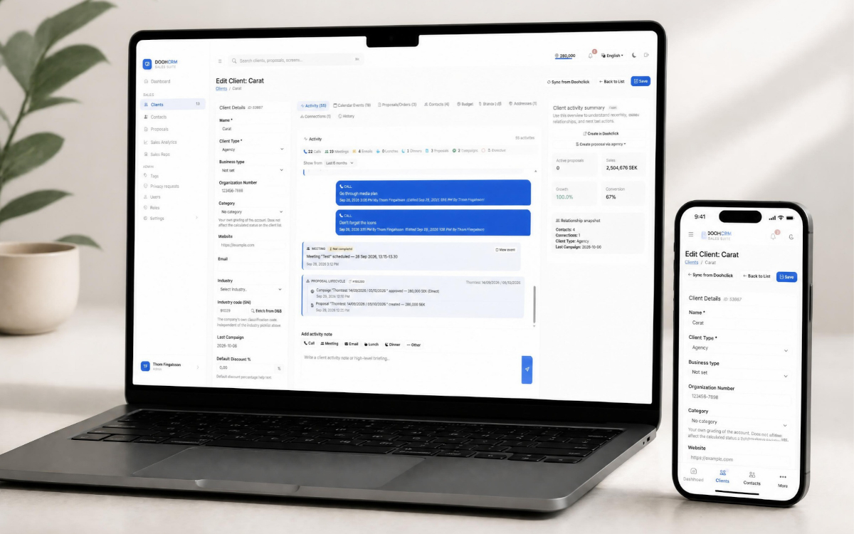 Doohclick bündelt Kundenpflege und Buchung von Werbeflächen künftig in einer Software. (Foto: DoohClick)