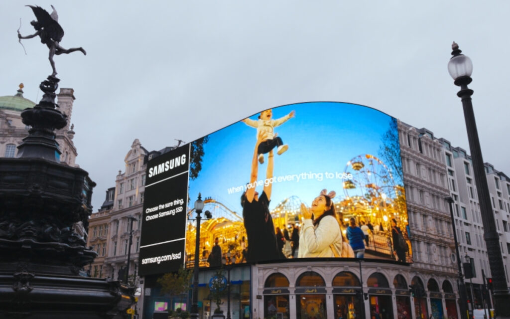 Auf den Piccadilly Lights in London lief die SSD-Kampagne von Samsung bis 24. September. (Foto: Samsung)